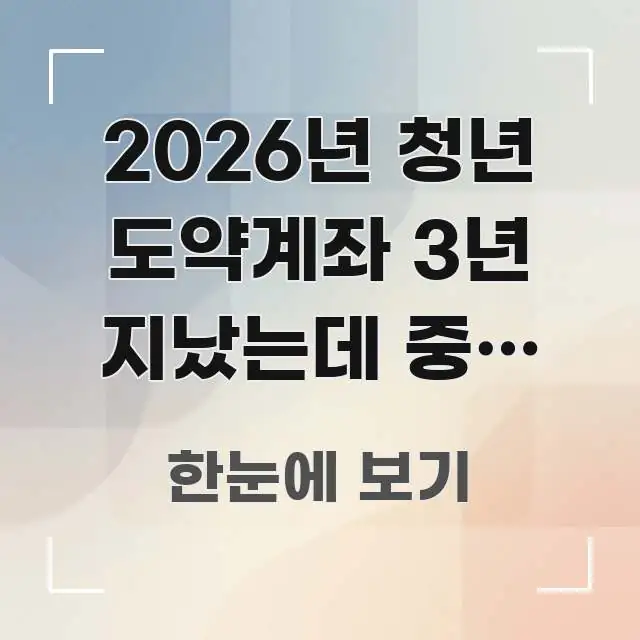 2026년 청년 도약계좌 3년 지났는데 중간 정산 전문적으로 분석한 스마트 정보 카드 - 내용 요약을 위한 이미지