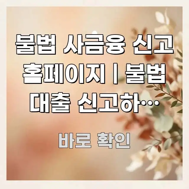 불법 사금융 신고 홈페이지 | 불법 대출 신고하는 방법 핵심 내용을 정리한 정보 요약 포스터 - 내용 요약을 위한 이미지