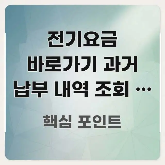 전기요금 바로가기 과거 납부 내역 조회 | 방법 따로 실생활에 도움되는 핵심 정리 썸네일 이미지 - 독자 이해를 위한 이미지