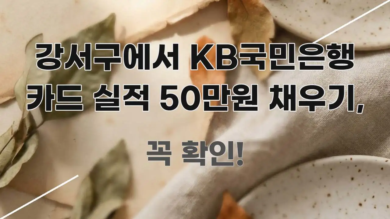 강서구에서 KB국민은행 카드 실적 50만원 채우기, 한눈에 들어오는 정보 카드 디자인 이미지 - 참고용 이미지