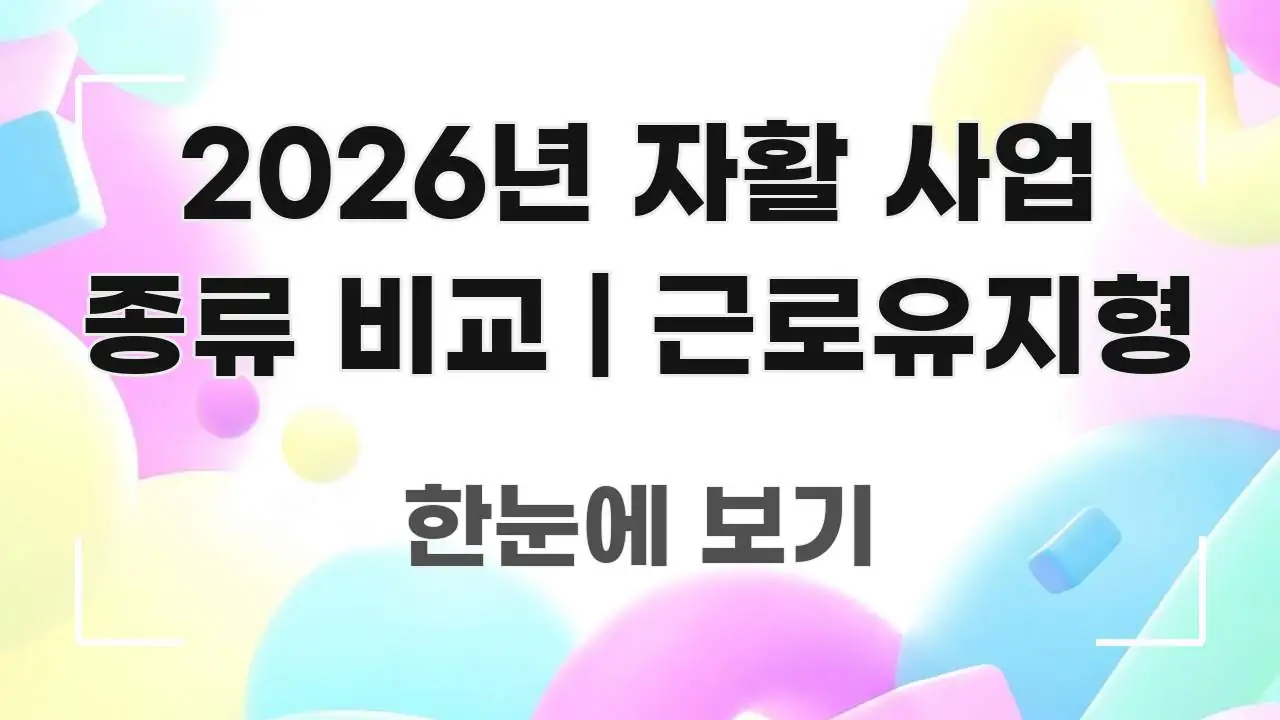 2026년 자활 사업 종류 비교 | 근로유지형 구조적으로 정리된 정보 카드 디자인 이미지 - 내용 요약을 위한 이미지