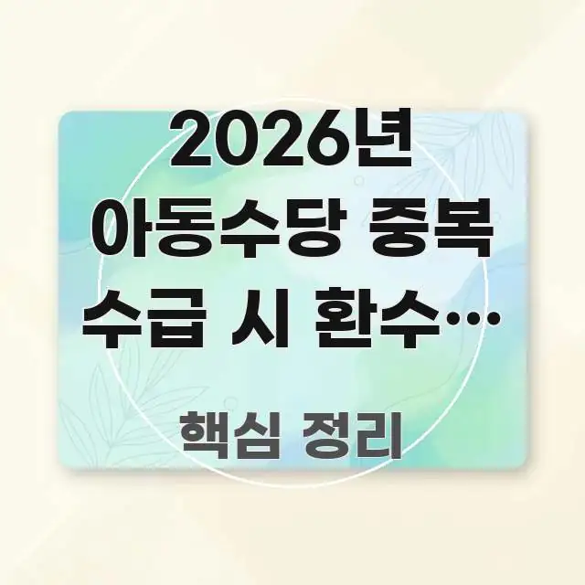 2026년 아동수당 중복 수급 시 환수액 최대 3배? 쉽게 읽히는 블로그 헤더 이미지