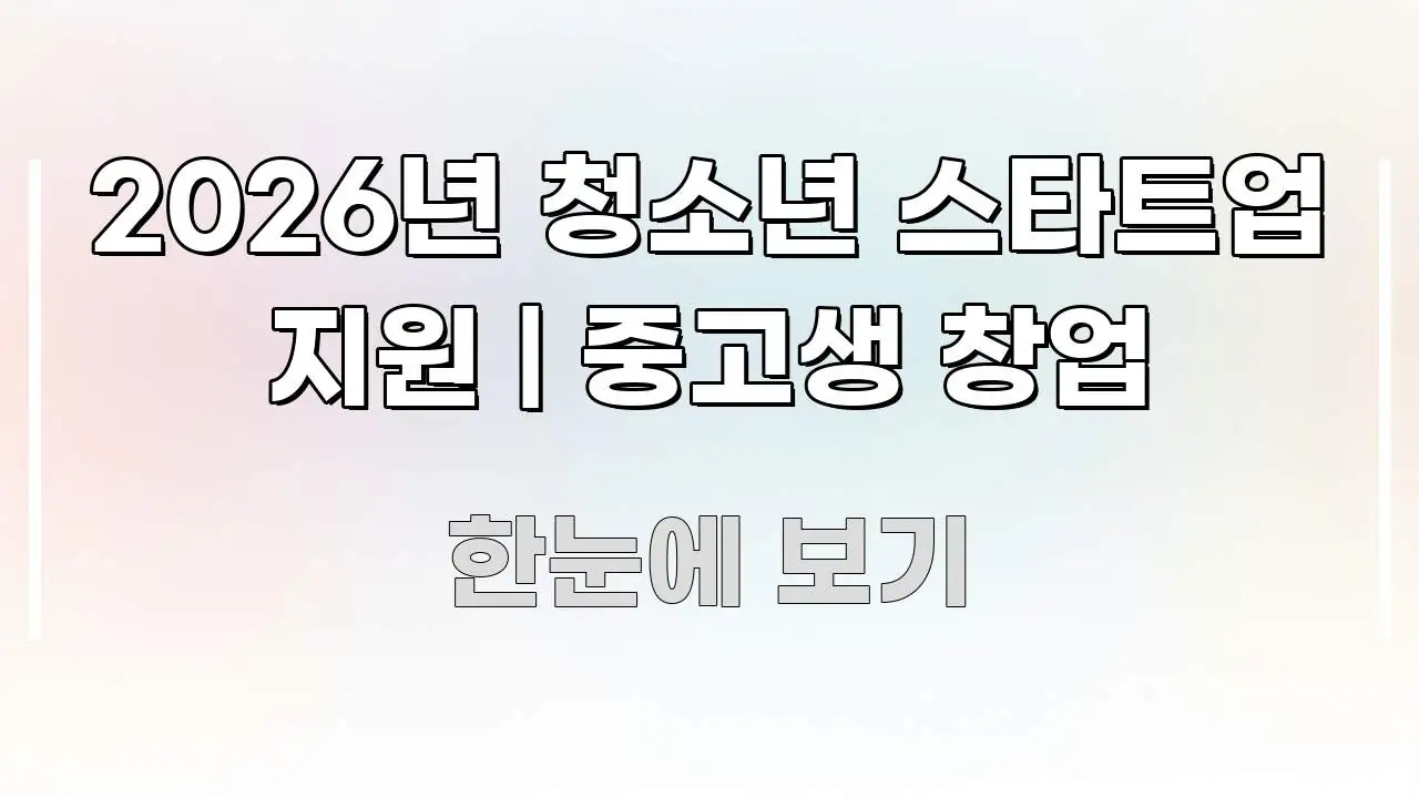 2026년 청소년 스타트업 지원 | 중고생 창업 쉽게 읽히는 가독성 높은 정보 이미지 - 참고용 이미지