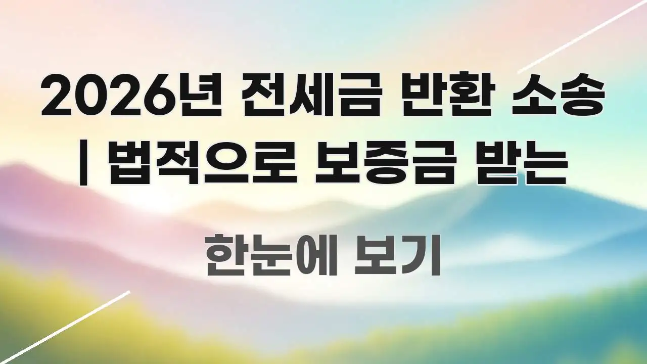 2026년 전세금 반환 소송 | 법적으로 보증금 받는 시선을 사로잡는 핵심 정보 비주얼
