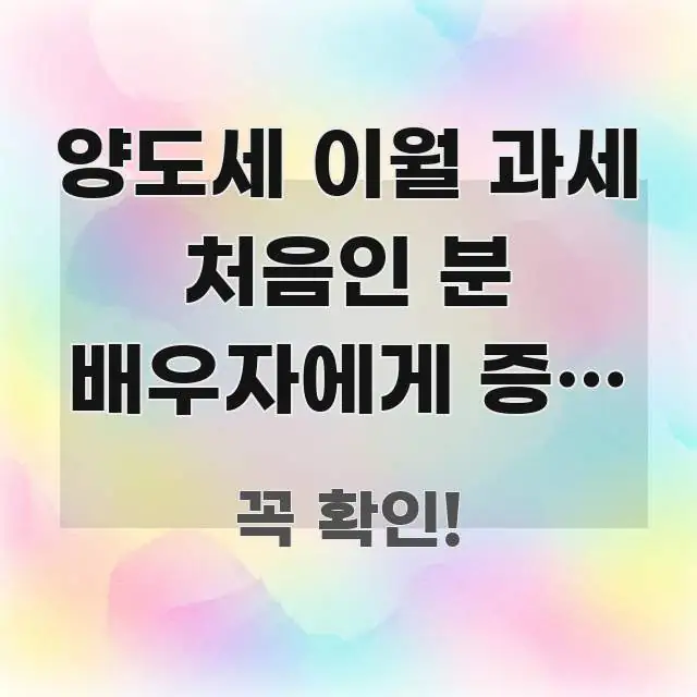 양도세 이월 과세 처음인 분 배우자에게 증여 후 양도 중요 내용만 뽑은 블로그 포스트 커버 이미지 - 참고용 이미지