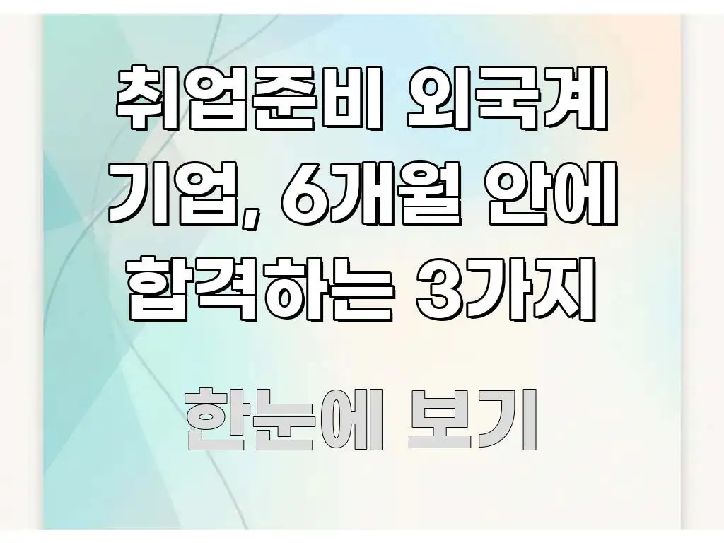 취업준비 외국계 기업, 6개월 안에 합격하는 3가지 한눈에 들어오는 정보 카드 디자인 이미지 - 참고용 이미지