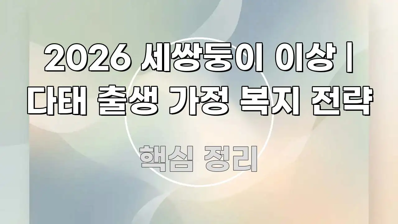 2026 세쌍둥이 이상 | 다태 출생 가정 복지 전략 핵심 내용을 정리한 읽기 좋은 정보 카드 - 참고용 이미지