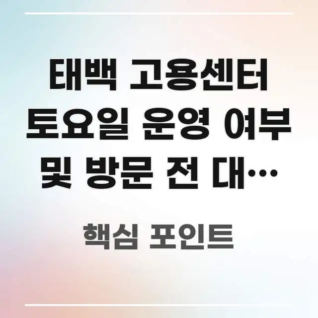 태백 고용센터 토요일 운영 여부 및 방문 전 대기 시간 신뢰할 수 있는 정보를 담은 텍스트 기반 블로그 이미지 - 본문 내용과 연관된 이미지