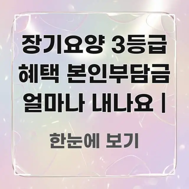 장기요양 3등급 혜택 본인부담금 얼마나 내나요 | 흐름을 잡아주는 포스트 대표 비주얼 이미지 - 글 흐름을 돕는 시각 자료
