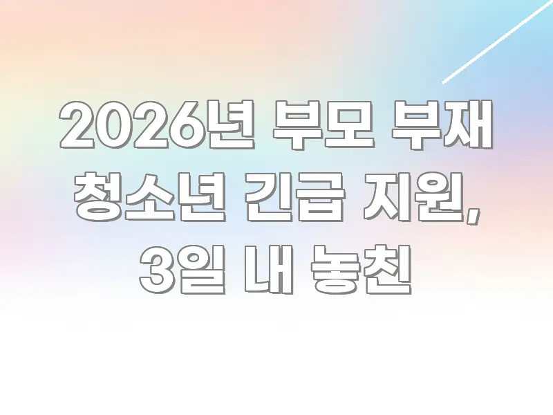 2026년 부모 부재 청소년 긴급 지원, 3일 내 놓친 실생활에 도움되는 스마트 정보 카드 - 내용 요약을 위한 이미지