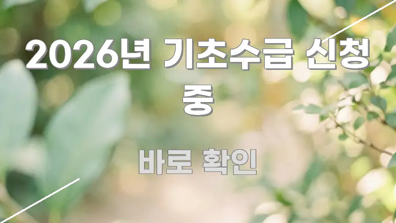 2026년 기초수급 신청 중 전문가가 선별한 핵심 정리 썸네일 이미지