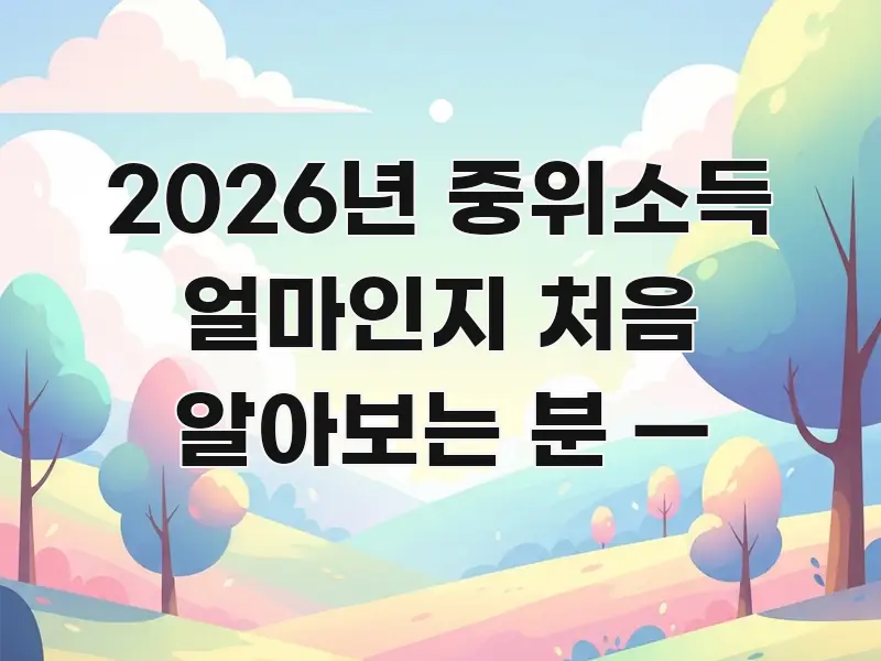 2026년 중위소득 얼마인지 처음 알아보는 분 — 알기 쉽게 정리한 텍스트형 카드뉴스 표지 이미지 - 가독성을 높이는 이미지