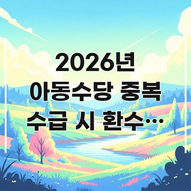 2026년 아동수당 중복 수급 시 환수액 최대 3배? 핵심 요점 중심의 정보 전달형 표지 이미지