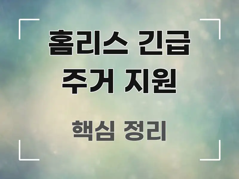 홈리스 긴급 주거 지원 핵심 키워드 중심의 텍스트 중심 디자인 표지 - 참고용 이미지