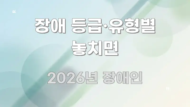 장애 등급·유형별 놓치면 핵심 정보 중심의 블로그 헤더 이미지 - 설명을 돕는 이미지