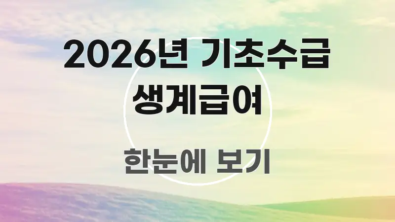 2026년 기초수급 생계급여 쉽게 읽히는 가독성 높은 정보 이미지 - 가독성을 높이는 이미지