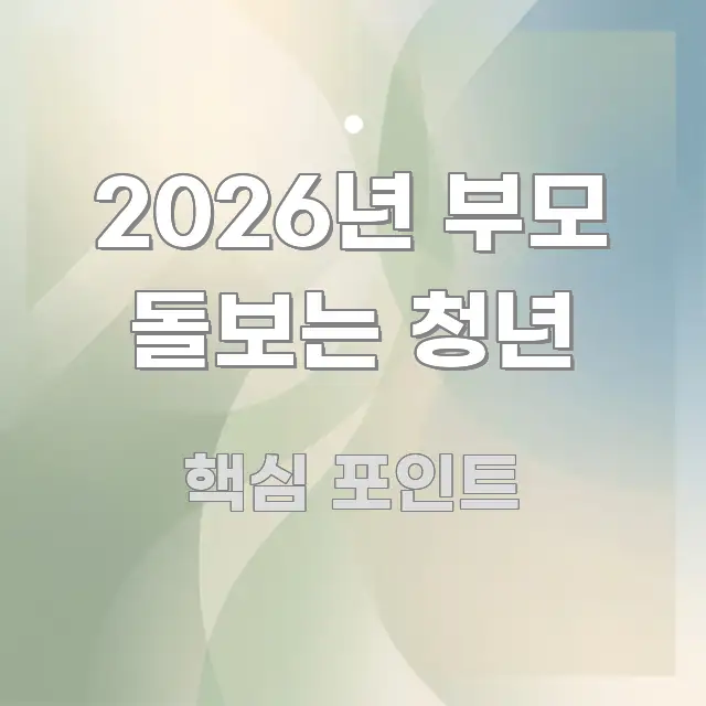 2026년 부모 돌보는 청년 검증된 정보로 구성된 정보 요약 포스터 - 가독성을 높이는 이미지