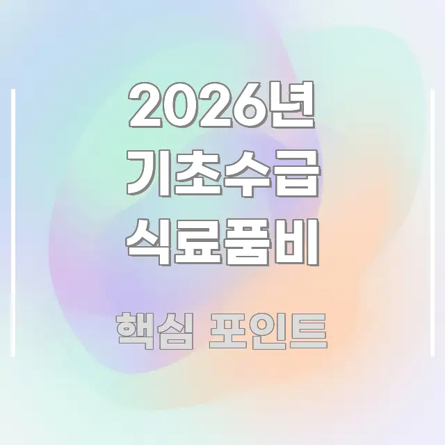 2026년 기초수급 식료품비 효율적으로 구성된 정보 요약 인포그래픽 이미지 - 참고용 이미지