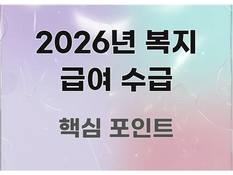 2026년 복지 급여 수급 직관적으로 이해되는 정보 전달형 표지 이미지 - 독자 이해를 위한 이미지