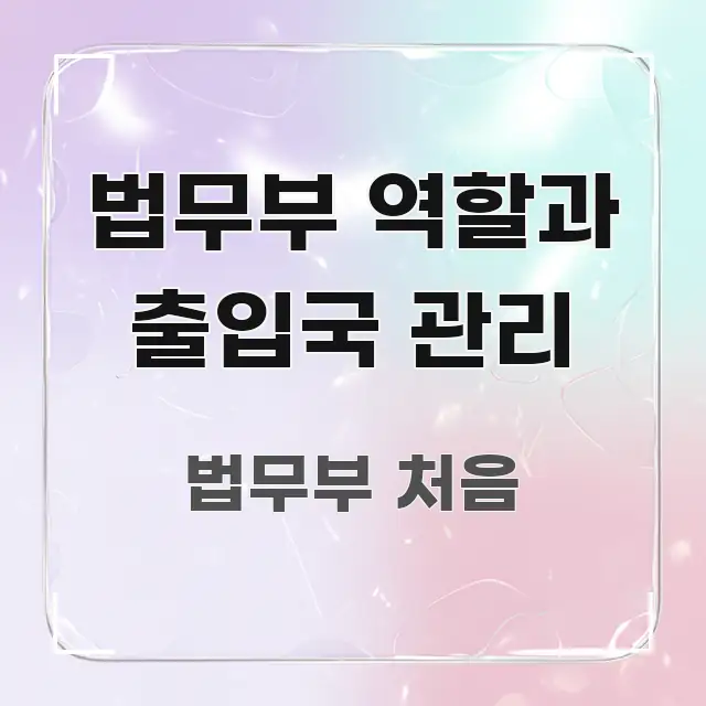 법무부 역할과 출입국 관리 중요 내용만 뽑은 깔끔한 인포그래픽 표지 - 내용 요약을 위한 이미지