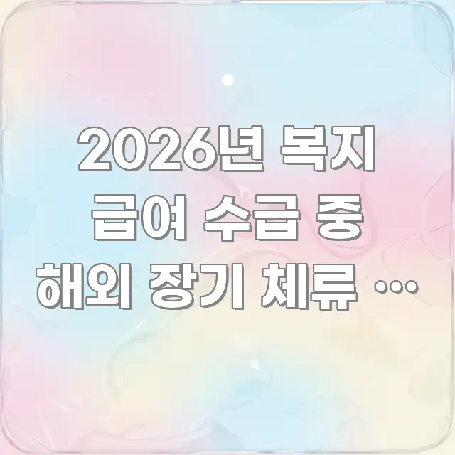 2026년 복지 급여 수급 중 해외 장기 체류 | 출국 실용적으로 정리한 모던 카드뉴스 디자인 - 글 흐름을 돕는 시각 자료