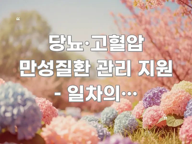 당뇨·고혈압 만성질환 관리 지원 – 일차의료 만성질환 한 번에 이해되는 글 소개 썸네일 이미지 - 활용 예시 이미지