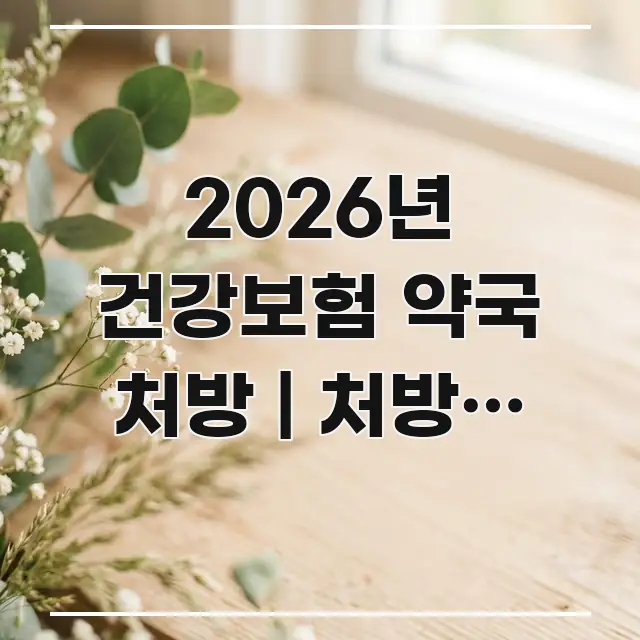 2026년 건강보험 약국 처방 | 처방전 유효 기간 카드뉴스 표지 2026년 건강보험 약국 처방 | 처방전 유효 기간 직관적으로 이해되는 텍스트 포스터 이미지 - 참고용 이미지
