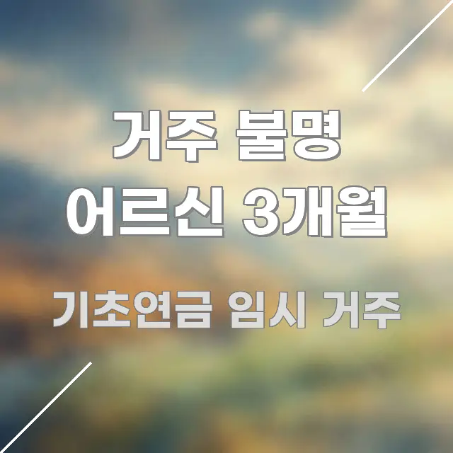 거주 불명 어르신 3개월 중요 내용만 뽑은 블로그 대표 이미지 - 본문 내용과 연관된 이미지