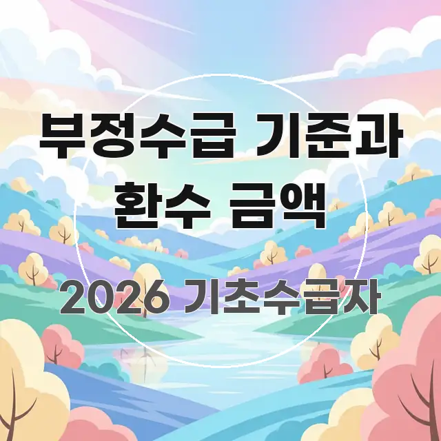 부정수급 기준과 환수 금액 검증된 정보로 구성된 텍스트 포스터 이미지