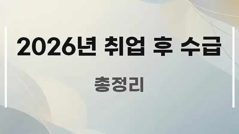 2026년 취업 후 수급 핵심 개념을 담은 카드뉴스 스타일 이미지 - 설명을 돕는 이미지