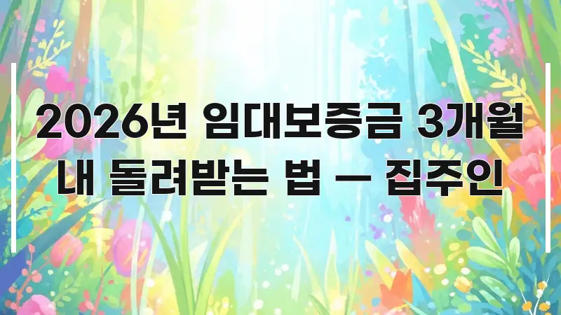 2026년 임대보증금 3개월 내 돌려받는 법 — 집주인 핵심 개념을 담은 블로그 대표 이미지 - 설명을 돕는 이미지