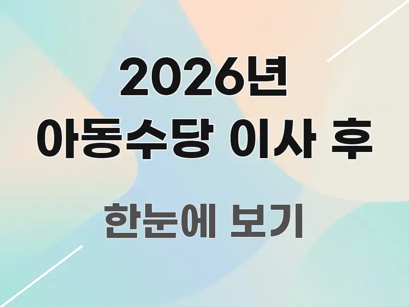 2026년 아동수당 이사 후 핵심 키워드 중심의 정보 요약 인포그래픽 이미지 - 참고용 이미지
