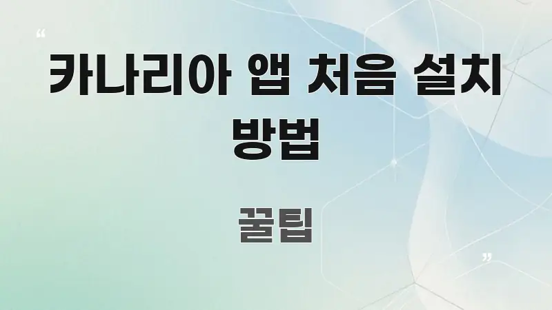카나리아 앱 처음 설치 방법 이해하기 쉬운 읽기 좋은 정보 카드 - 내용 요약을 위한 이미지
