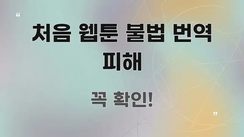 처음 웹툰 불법 번역 피해 핵심 내용을 정리한 심플 타이포그래피 표지 - 가독성을 높이는 이미지