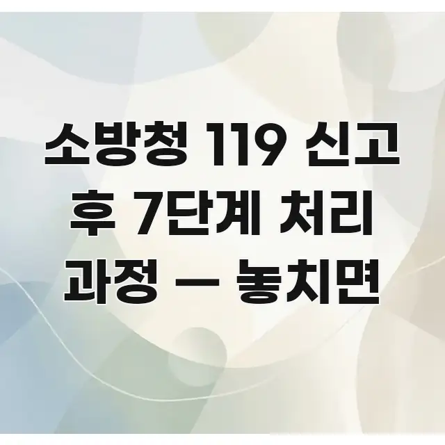 소방청 119 신고 후 7단계 처리 과정 — 놓치면 심플하고 명확하게 정리한 정보 요약 인포그래픽 이미지 - 참고용 이미지