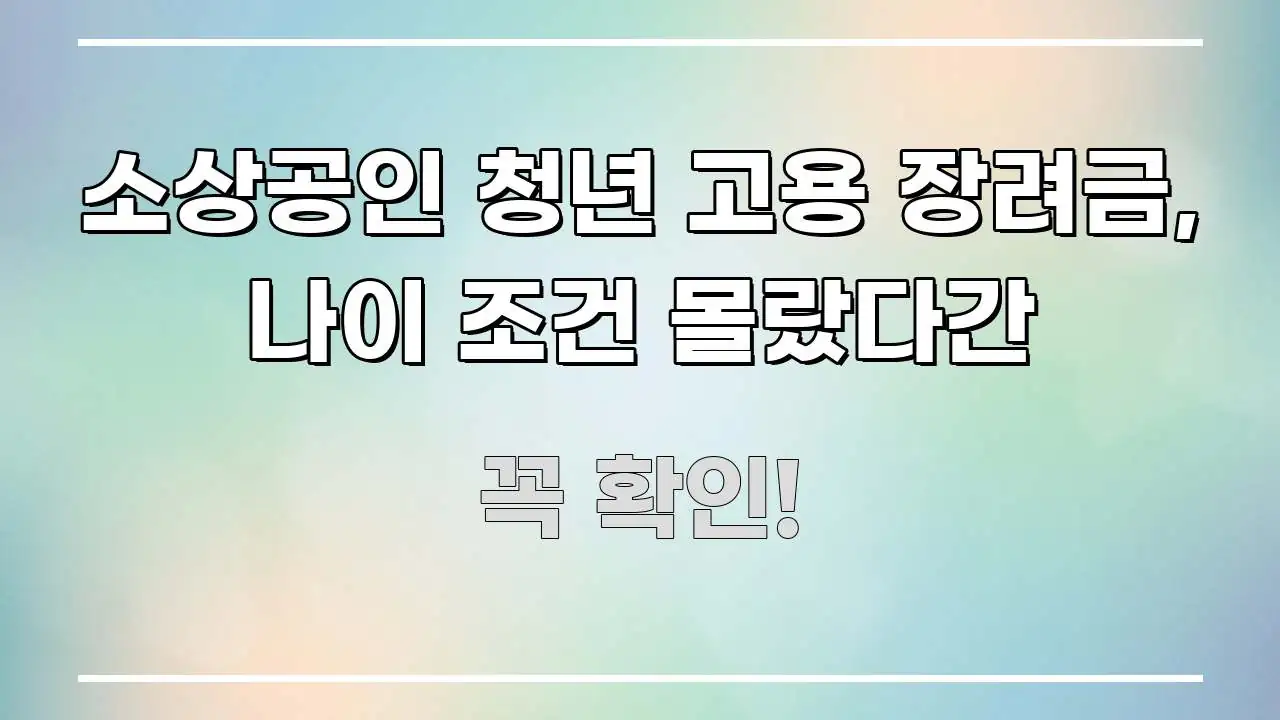 소상공인 청년 고용 장려금, 나이 조건 몰랐다간 한 번에 이해되는 핵심 요약 디자인 카드