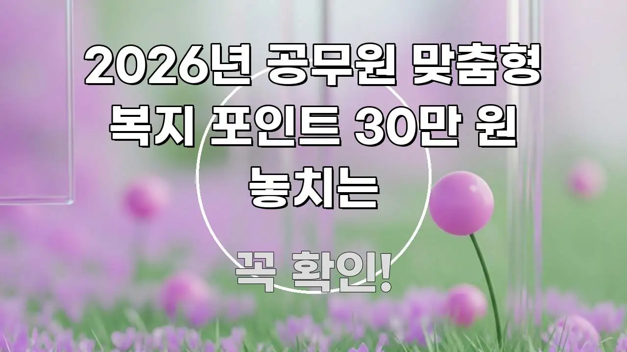 2026년 공무원 맞춤형 복지 포인트 30만 원 놓치는 깔끔하게 정리된 핵심 정보 비주얼 - 본문 내용과 연관된 이미지