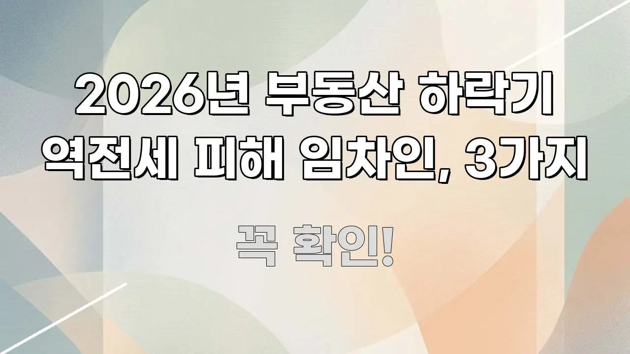 2026년 부동산 하락기 역전세 피해 임차인, 3가지 시선을 사로잡는 정보 카드 디자인 이미지 - 내용 요약을 위한 이미지