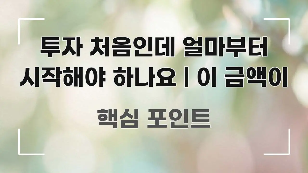 투자 처음인데 얼마부터 시작해야 하나요 | 이 금액이 요점만 뽑아낸 모던 카드뉴스 디자인