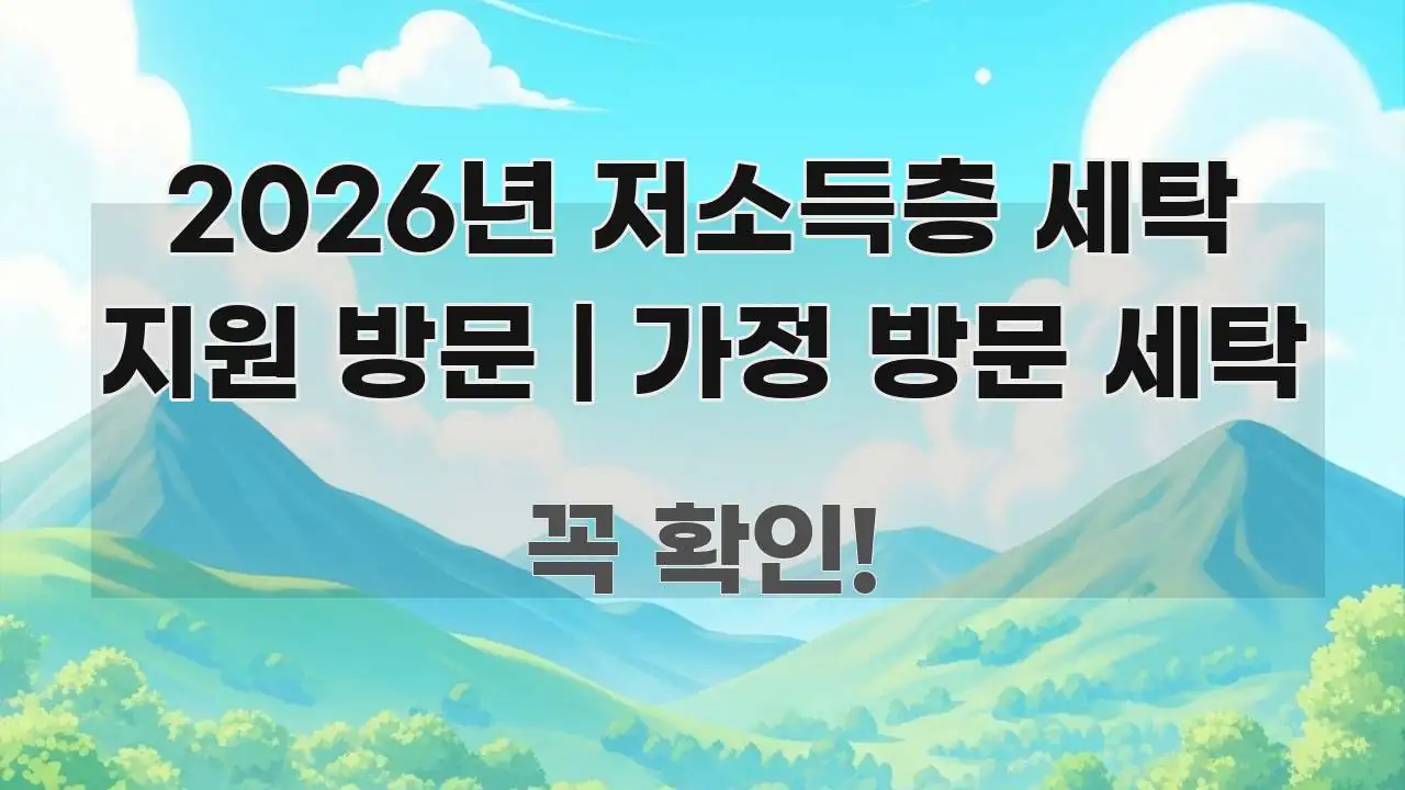 2026년 저소득층 세탁 지원 방문 | 가정 방문 세탁 주요 흐름을 설명한 정보 요약 포스터 - 본문 내용과 연관된 이미지