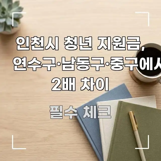 인천시 청년 지원금, 연수구·남동구·중구에서 2배 차이 빠르게 이해할 수 있는 포스트 대표 비주얼 이미지 - 활용 예시 이미지