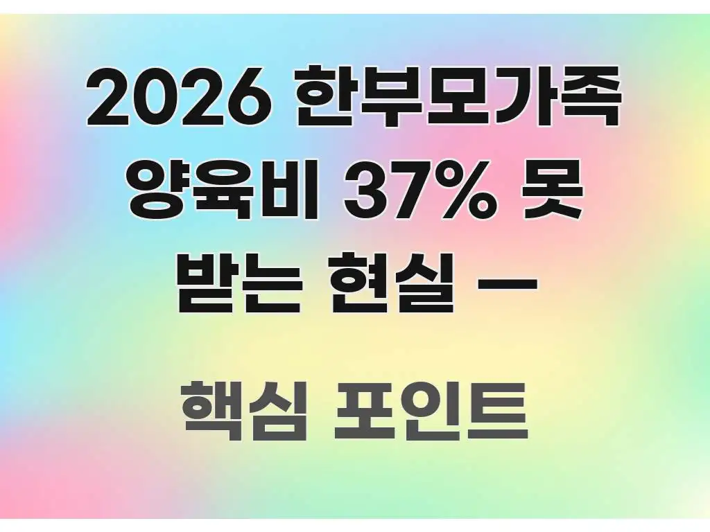 2026 한부모가족 양육비 37% 못 받는 현실 — 꼼꼼하게 정리된 깔끔한 인포그래픽 표지 - 본문 내용과 연관된 이미지
