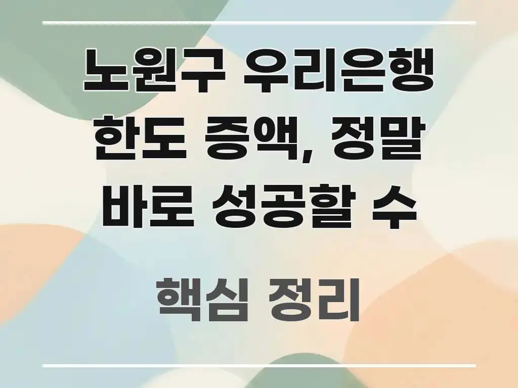 노원구 우리은행 한도 증액, 정말 바로 성공할 수 깔끔하게 정리된 정보 정리 카드 이미지 - 활용 예시 이미지