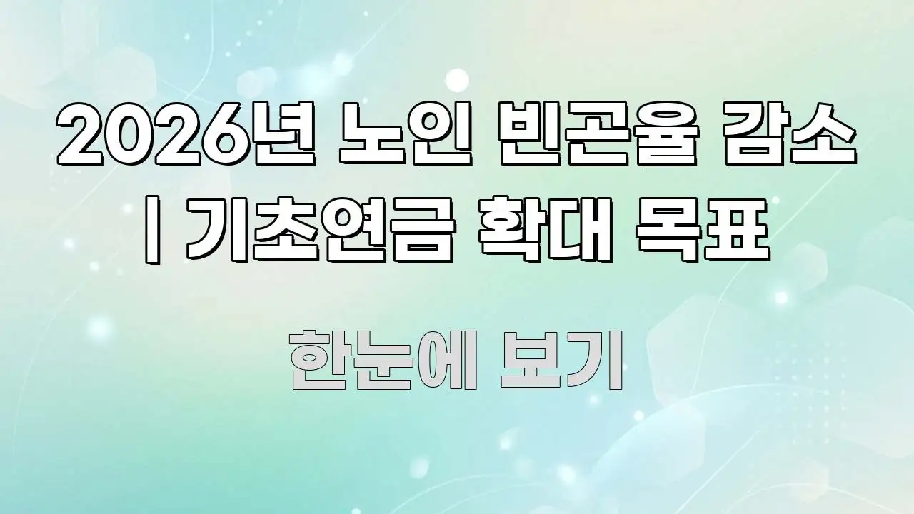 2026년 노인 빈곤율 감소 | 기초연금 확대 목표 쉽게 따라할 수 있는 핵심 정보 비주얼 - 설명을 돕는 이미지