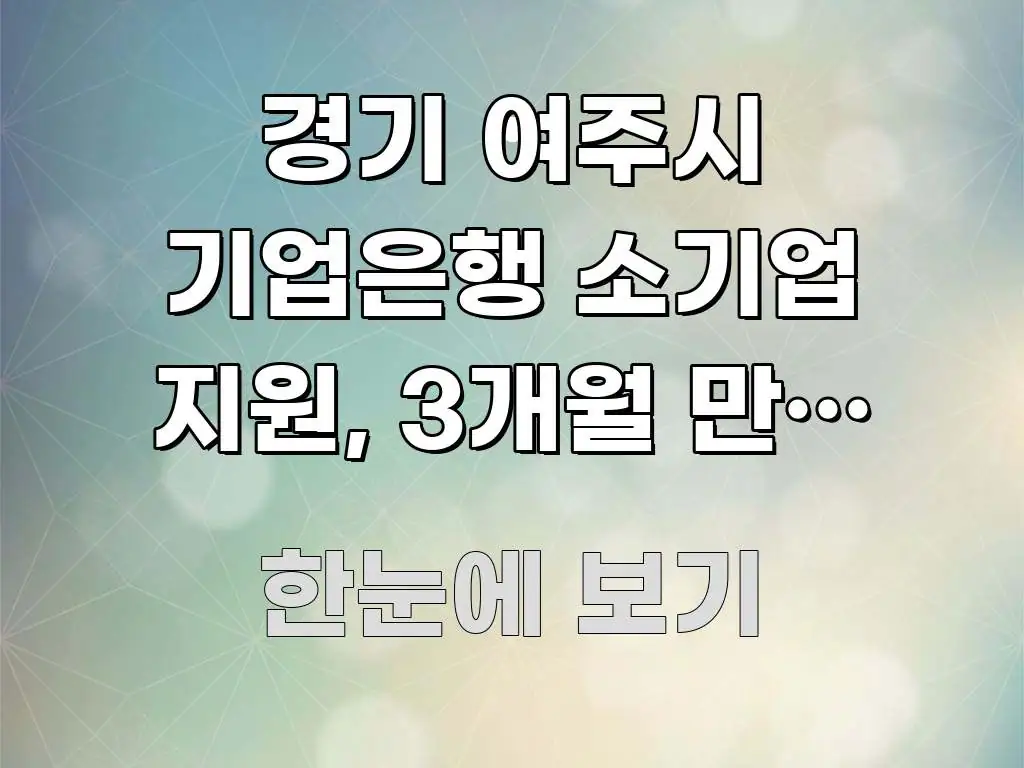 경기 여주시 기업은행 소기업 지원, 3개월 만에 자금 꼭 알아야 할 정보를 담은 정보 요약 포스터 - 내용 요약을 위한 이미지