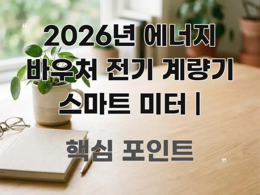 2026년 에너지 바우처 전기 계량기 스마트 미터 | 스마트하게 정리된 텍스트형 카드뉴스 표지 이미지 - 참고용 이미지
