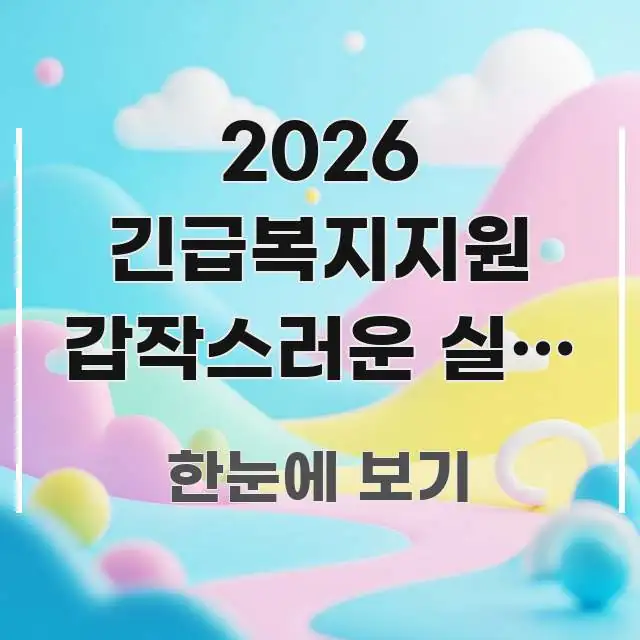 2026 긴급복지지원 갑작스러운 실직 | 갑자기 직장 간결하고 명료한 깔끔한 인포그래픽 표지