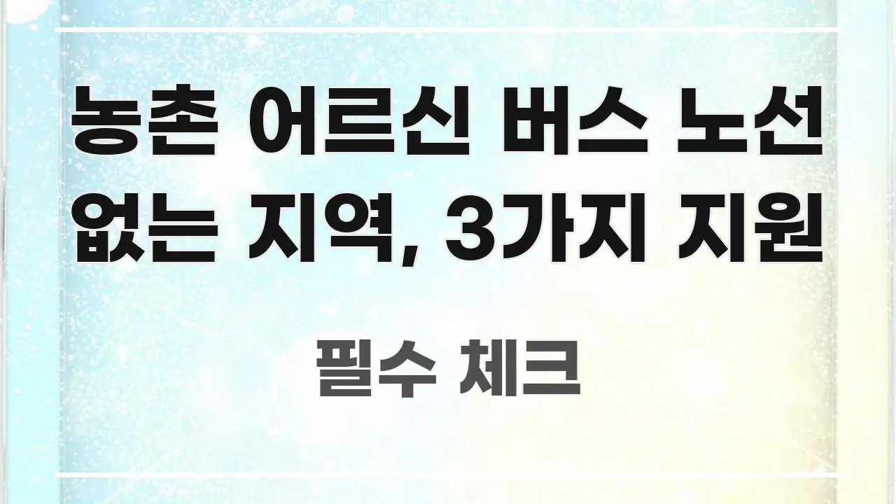 농촌 어르신 버스 노선 없는 지역, 3가지 지원 꼭 알아야 할 정보를 담은 가독성 높은 정보 이미지