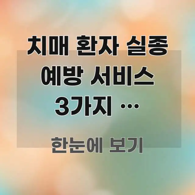 치매 환자 실종 예방 서비스 3가지 — 1분만에 주요 포인트를 요약한 심플 타이포그래피 표지 - 참고용 이미지