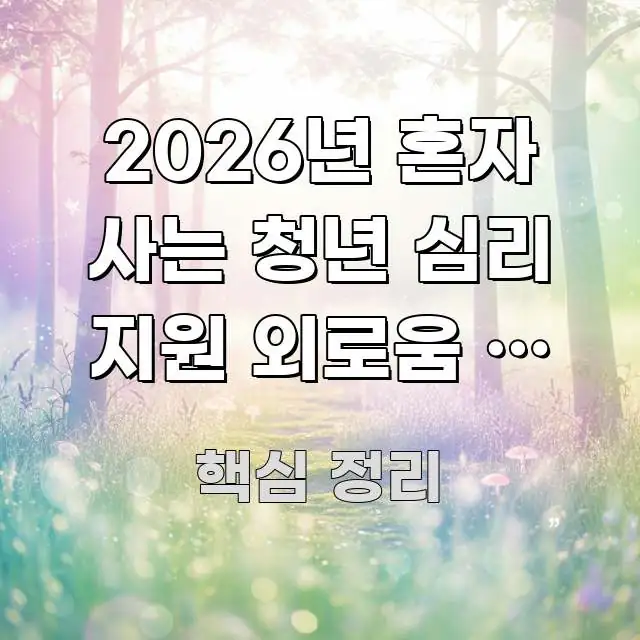2026년 혼자 사는 청년 심리 지원 외로움 | 사회적 이해하기 쉬운 가독성 높은 정보 이미지 - 참고용 이미지